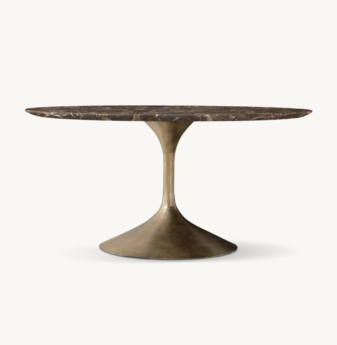 Sassanid Round Dining Table – Brown Emperador Marble Designer Statement Piece