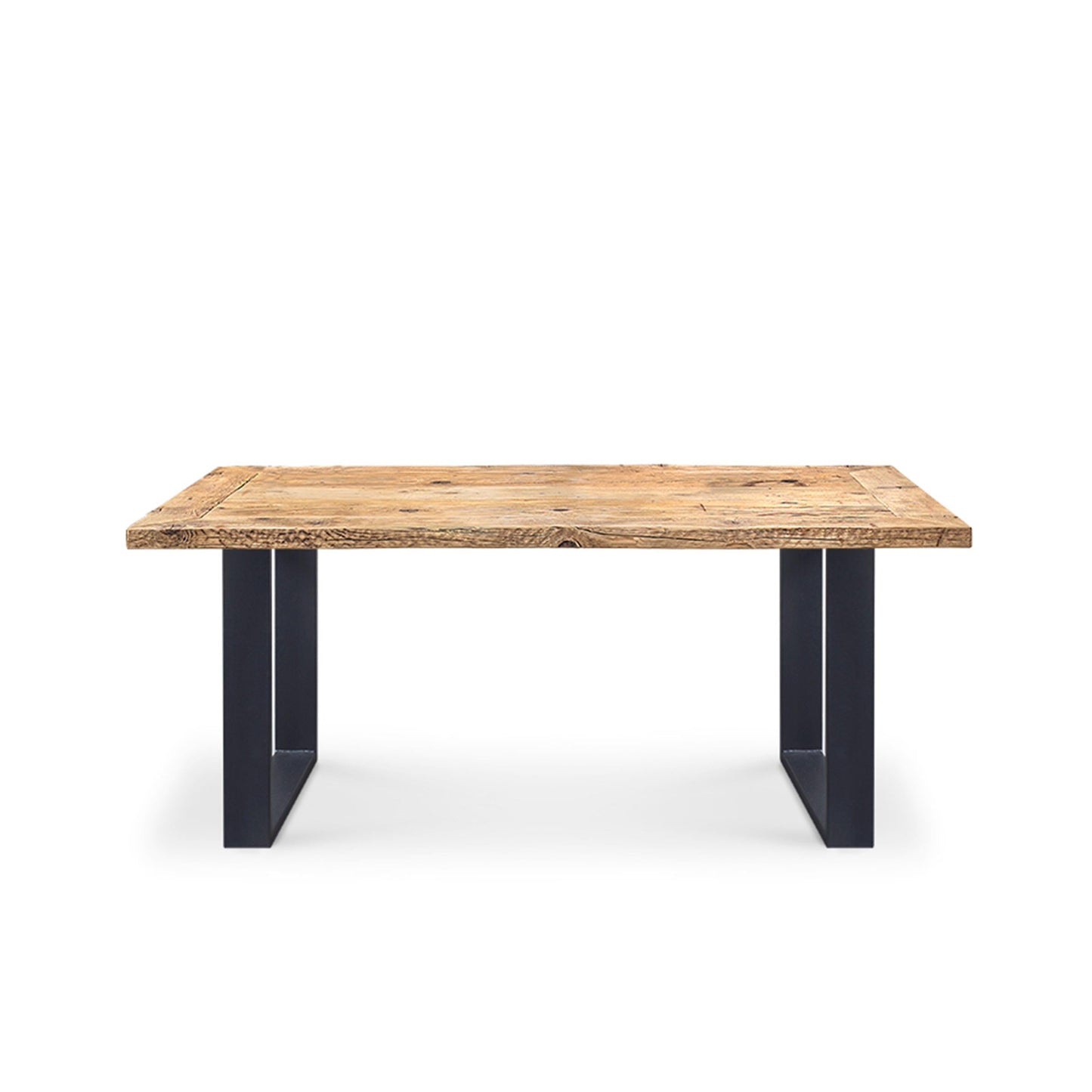 Reclaimed Wood Dining Table Six Seater – Contemporary Steel Statement Piece