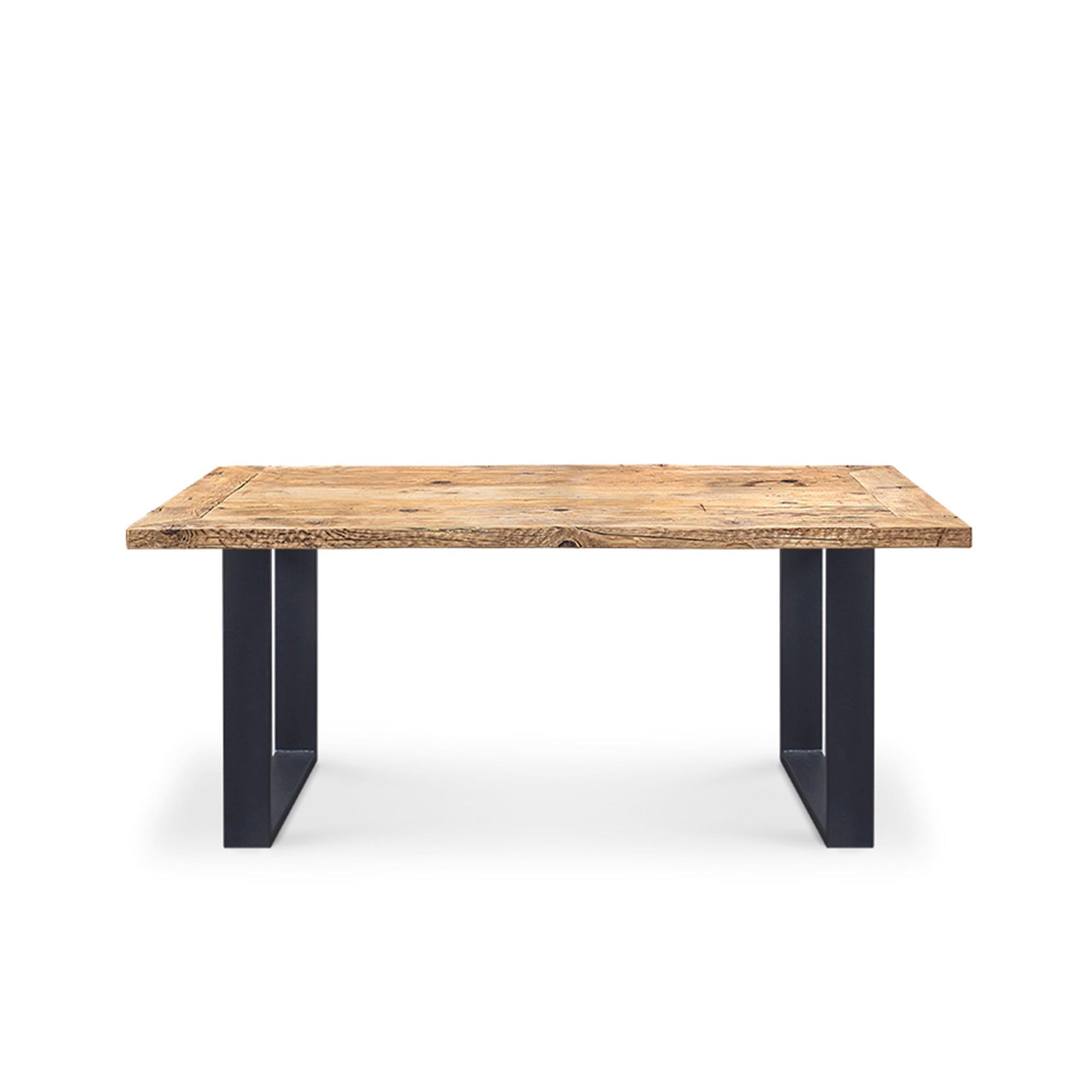 Reclaimed Wood Dining Table Six Seater – Contemporary Steel Statement Piece
