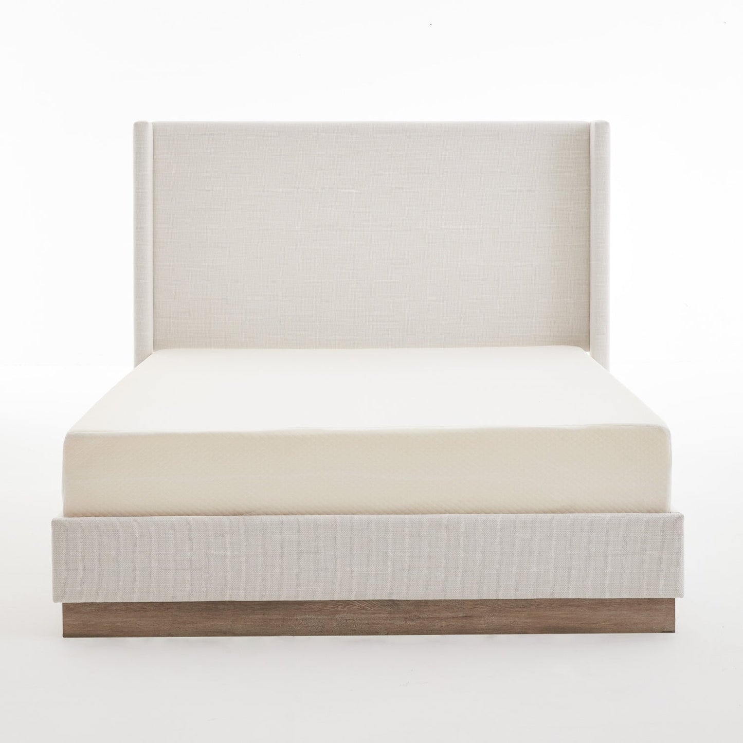 Luxury Upholstered Modern Ivory Wingback Bed European Style for Villa