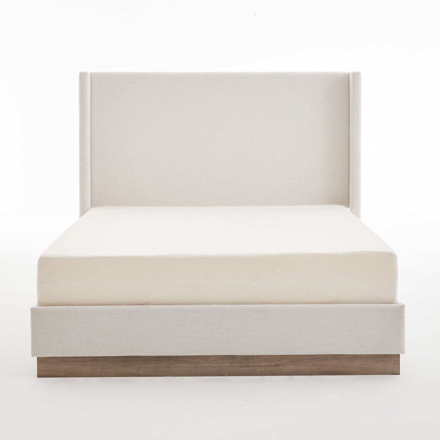 Luxury Upholstered Modern Ivory Wingback Bed European Style for Villa