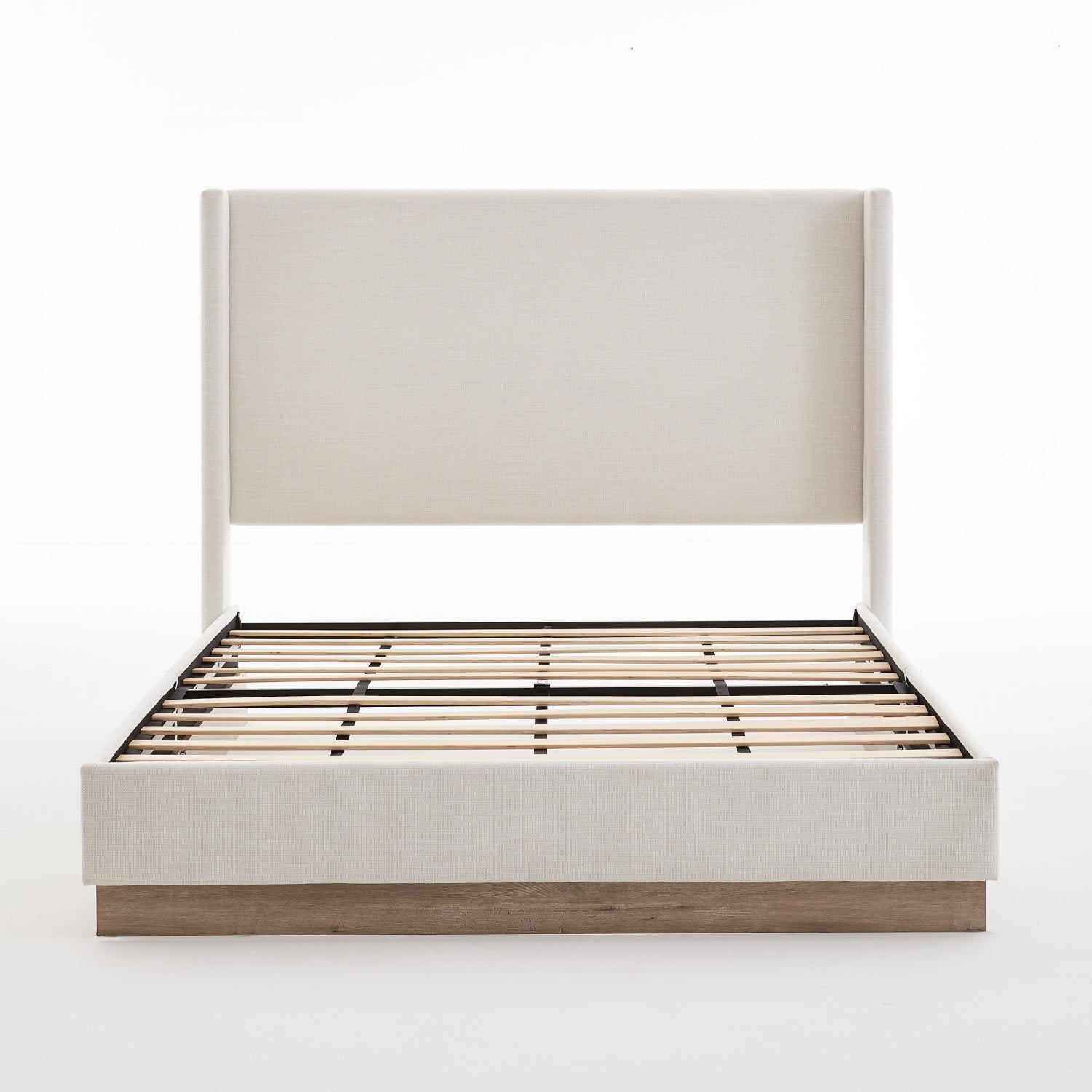 Luxury Upholstered Modern Ivory Wingback Bed European Style for Villa