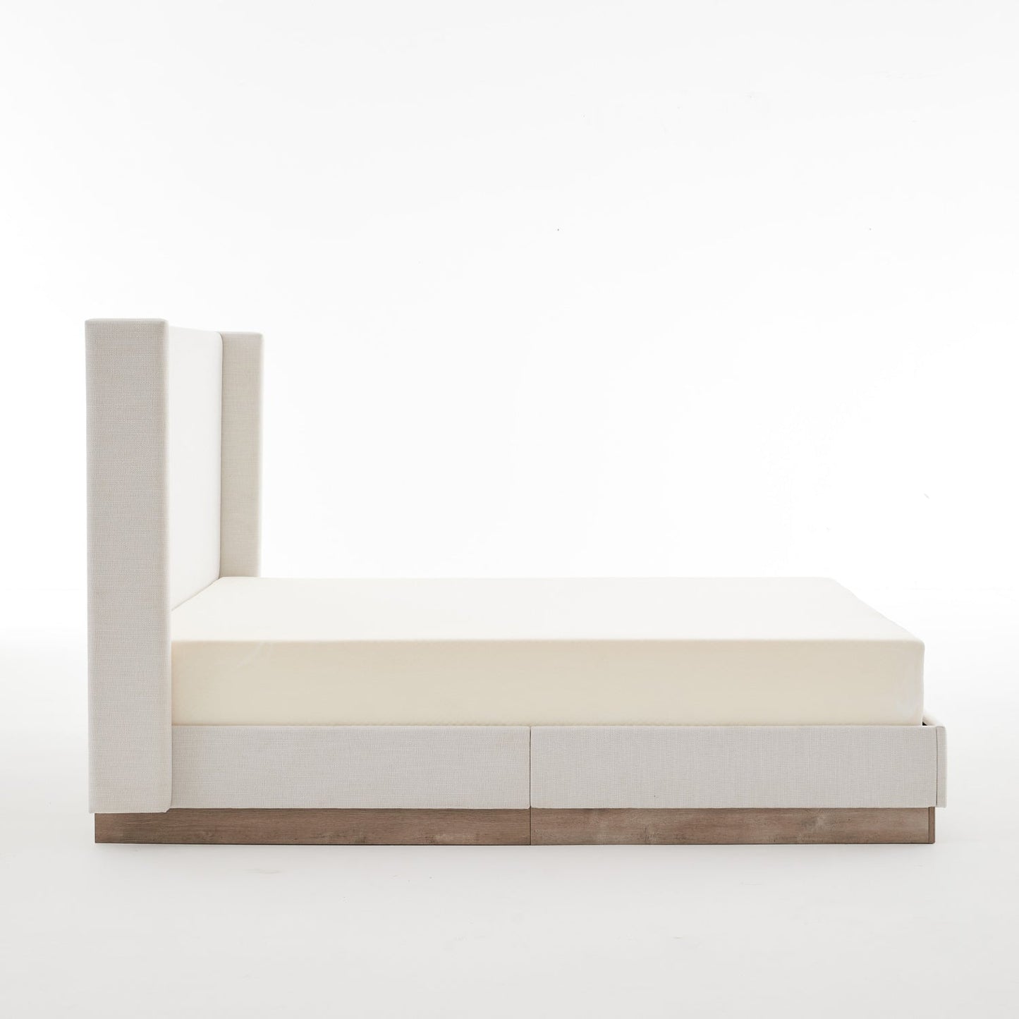 Luxury Upholstered Modern Ivory Wingback Bed European Style for Villa