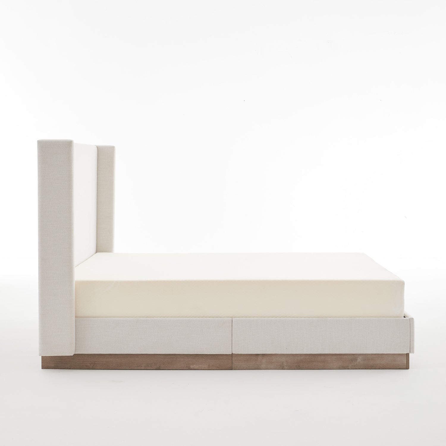 Luxury Upholstered Modern Ivory Wingback Bed European Style for Villa