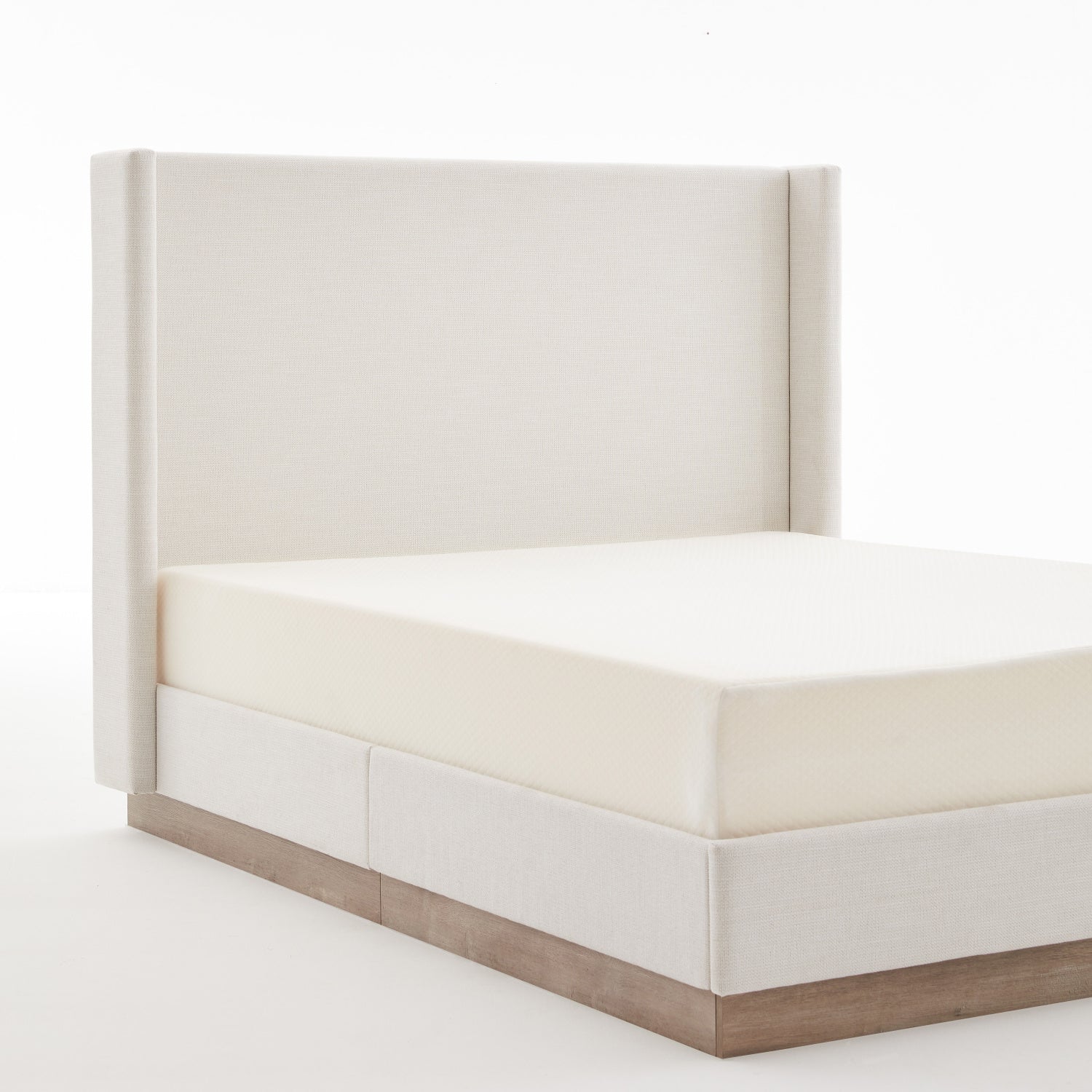 Luxury Upholstered Modern Ivory Wingback Bed European Style for Villa