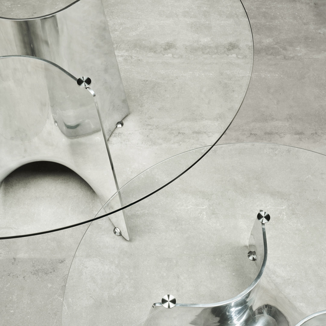 Luxury BENTZ Aluminium Glass Coffee Table Modern Italian Style for Villa