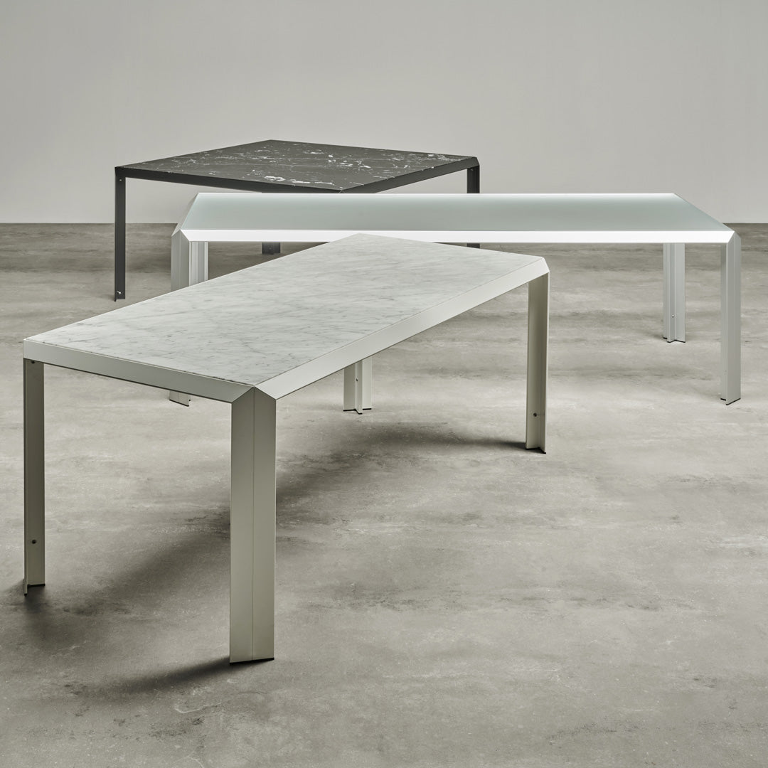 Minimalist T-Shape Dining Table – Architectural Aluminium and Marble Statement Piece