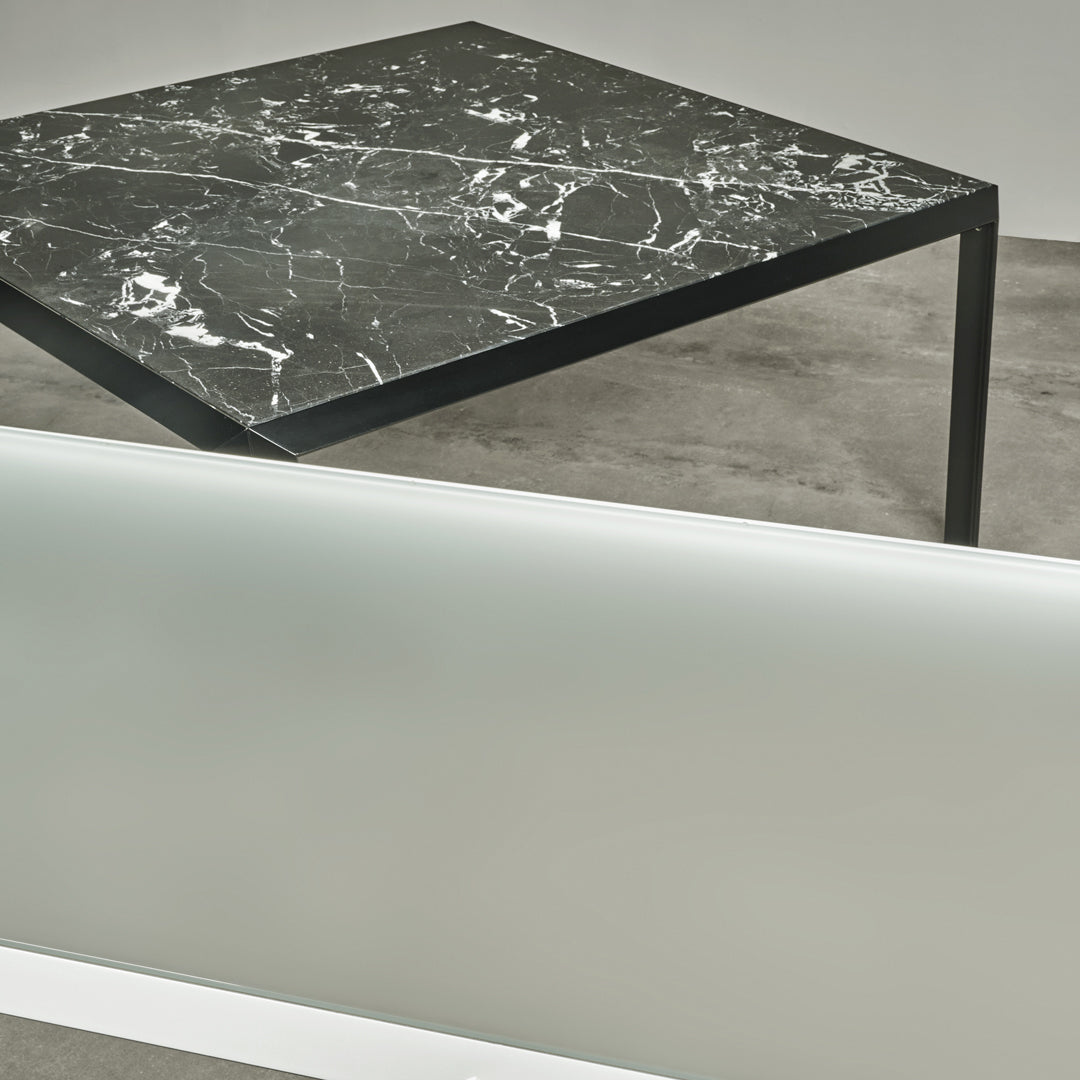 Minimalist T-Shape Dining Table – Architectural Aluminium and Marble Statement Piece