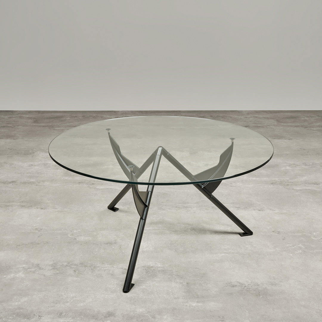 Architectural Dining Table – Tempered Glass and Aluminum Statement Piece
