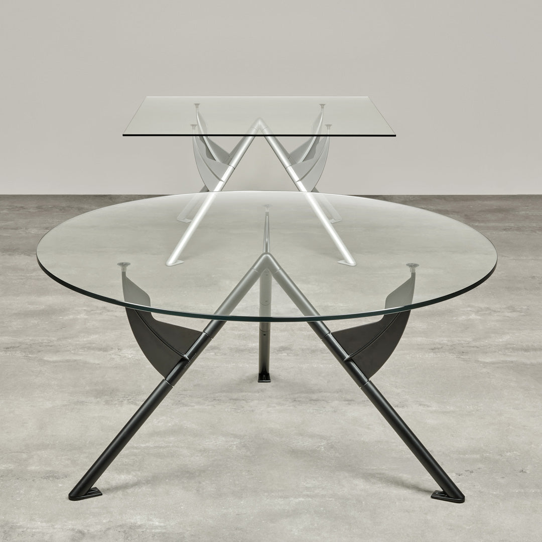 Architectural Dining Table – Tempered Glass and Aluminum Statement Piece