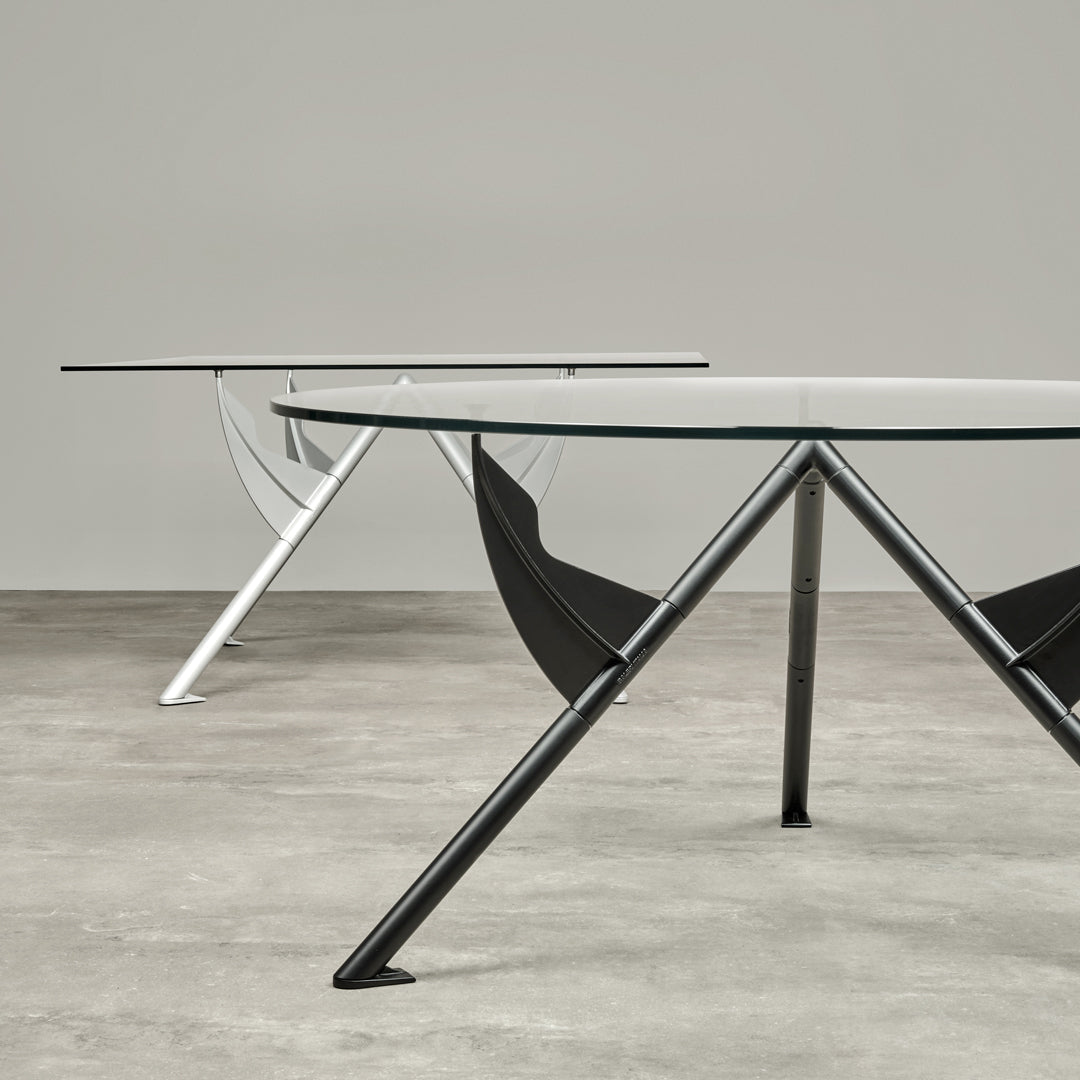 Architectural Dining Table – Tempered Glass and Aluminum Statement Piece