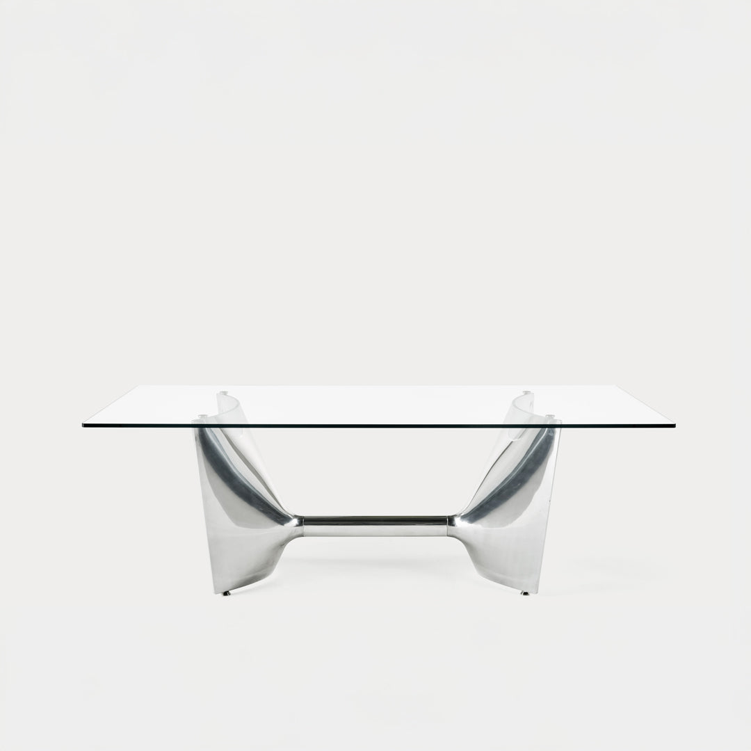 Fratino Dining Table – Architectural Aluminium and Tempered Glass Statement Piece