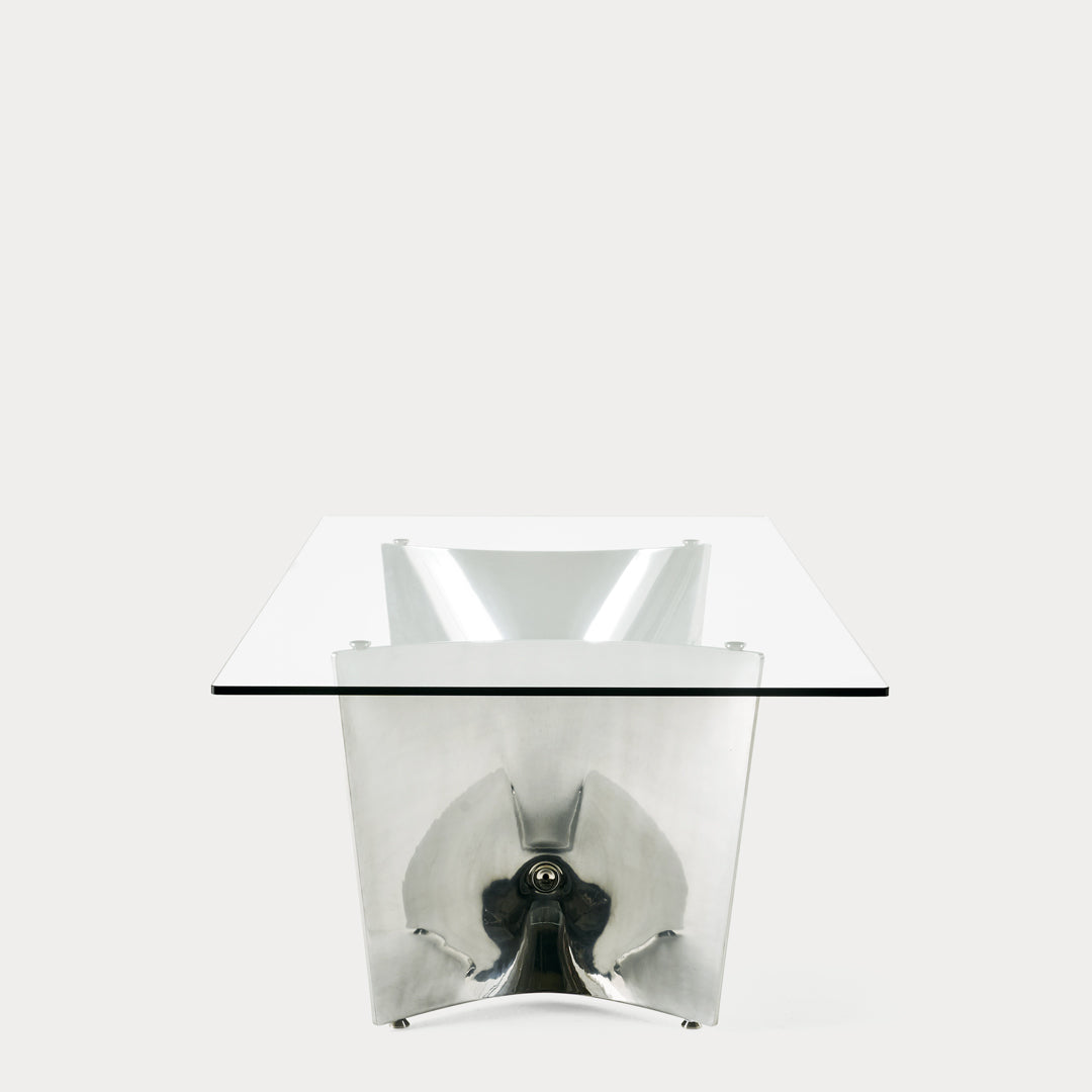 Fratino Dining Table – Architectural Aluminium and Tempered Glass Statement Piece