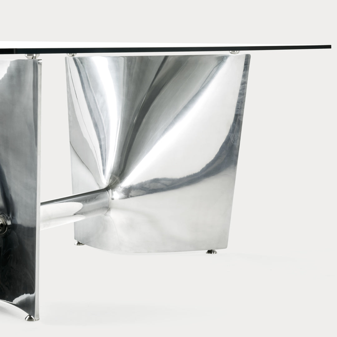 Fratino Dining Table – Architectural Aluminium and Tempered Glass Statement Piece
