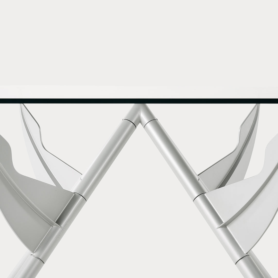 Architectural Dining Table – Tempered Glass and Aluminum Statement Piece