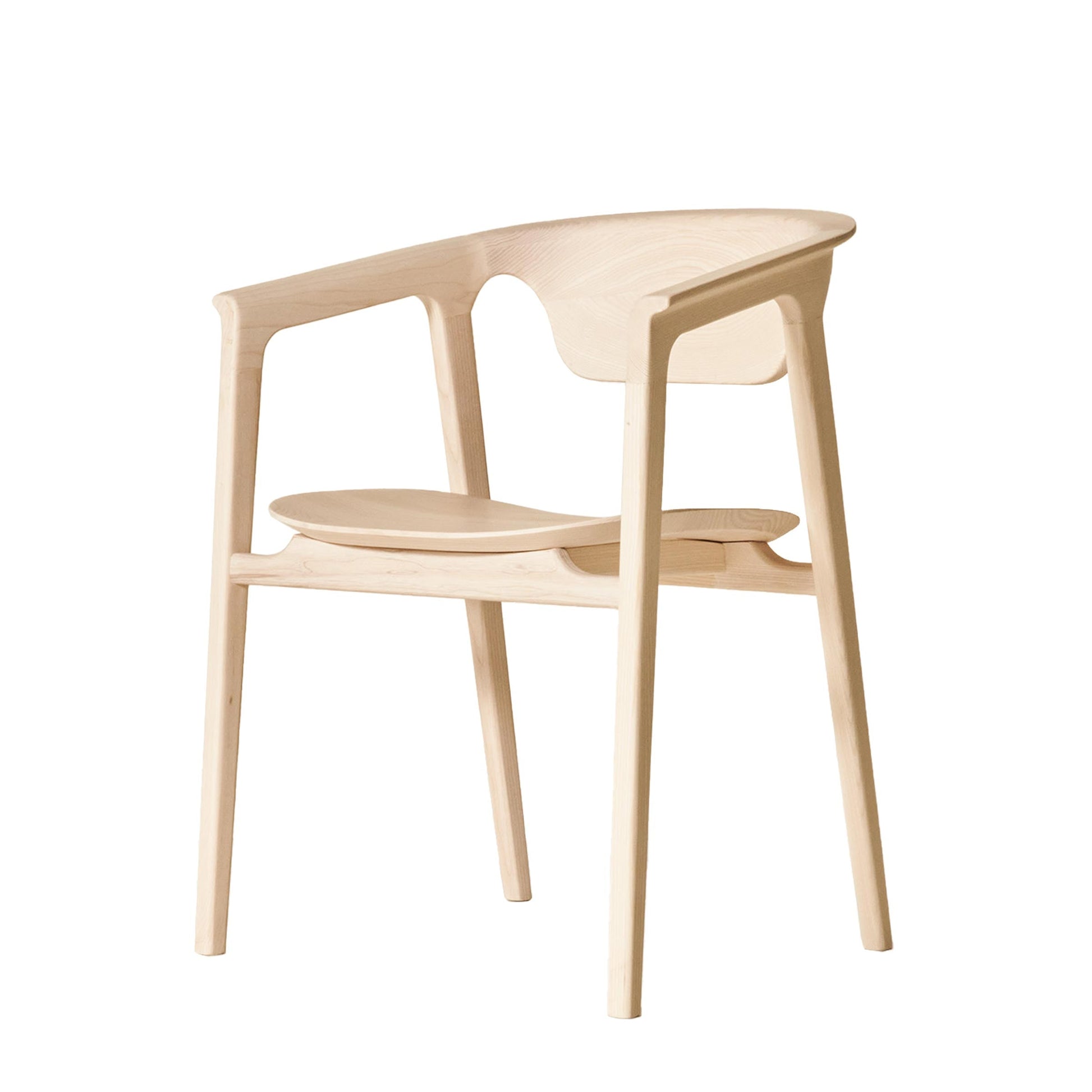 Duna Italian Designer Armrest Chair – Solid Ash Wood Piece by Dale Italia