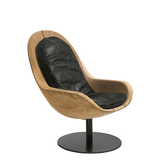 Luxury Solid Cedar Wood Armchair CREUS Modern Italian Style for Villa