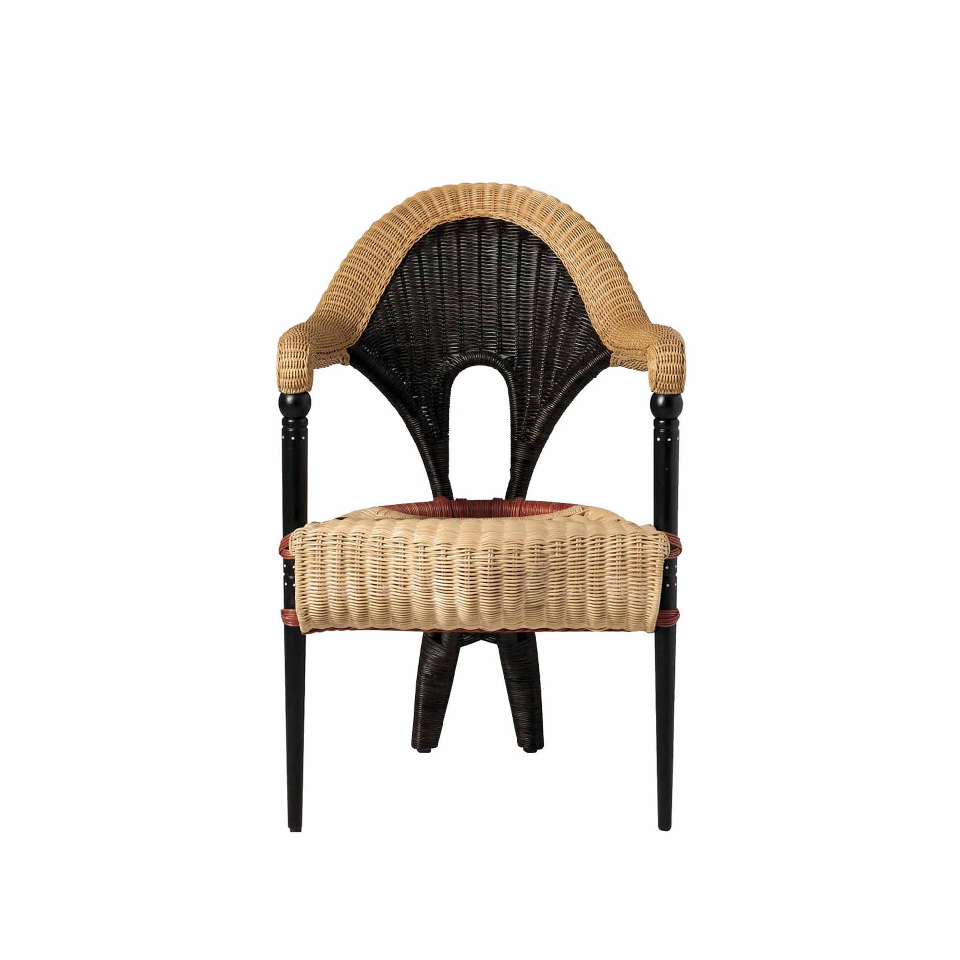 Liba Rattan Armchair – Sculptural Woven Design, Natural Rattan and Ebonized Wood