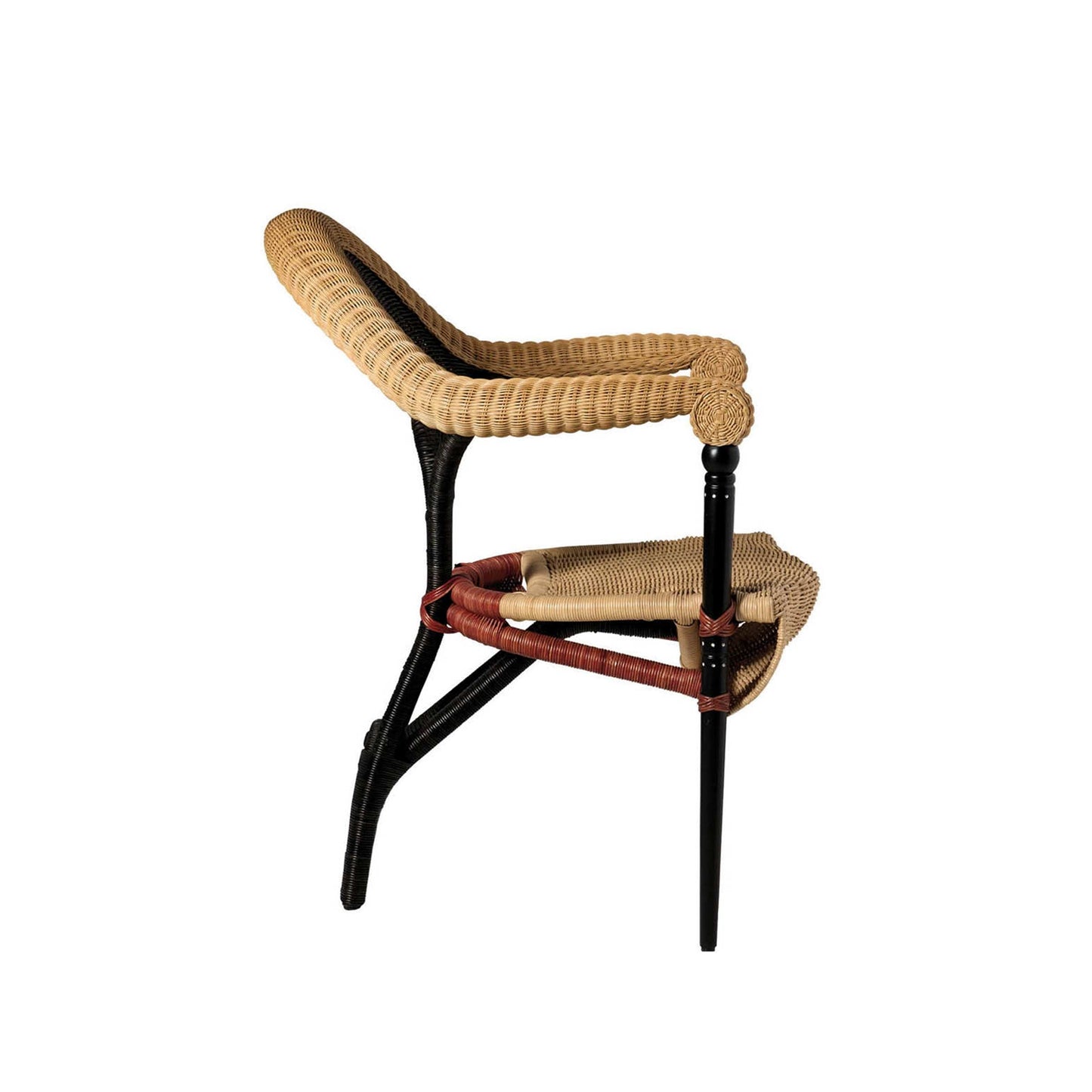 Liba Rattan Armchair – Sculptural Woven Design, Natural Rattan and Ebonized Wood