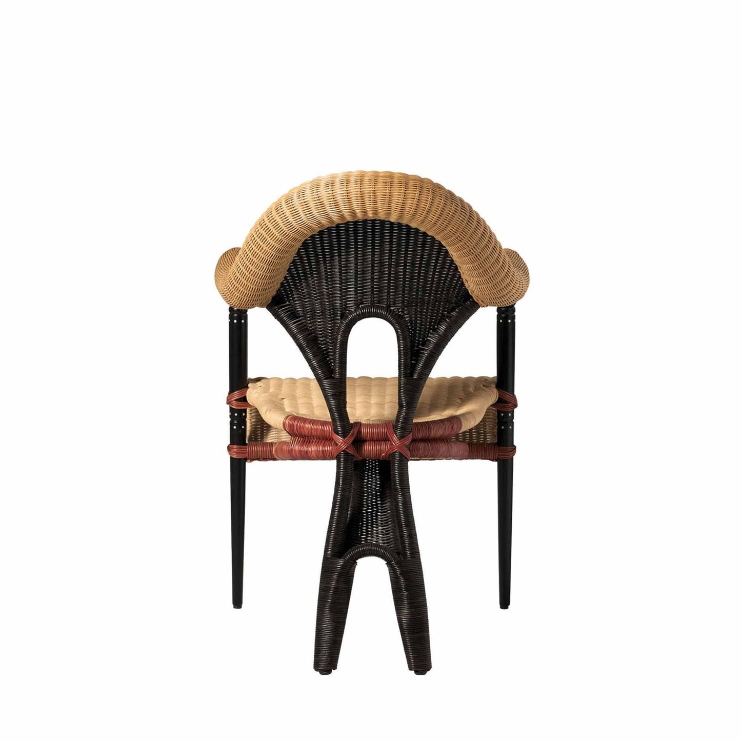 Liba Rattan Armchair – Sculptural Woven Design, Natural Rattan and Ebonized Wood