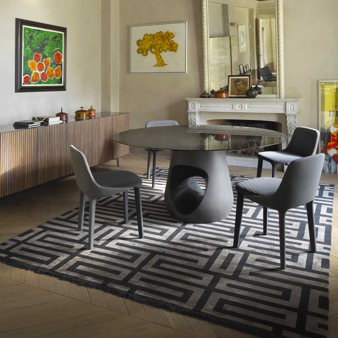 Barbara Sculptural Dining Table – Contemporary Concrete Base Statement Piece by Renato Zamberlan