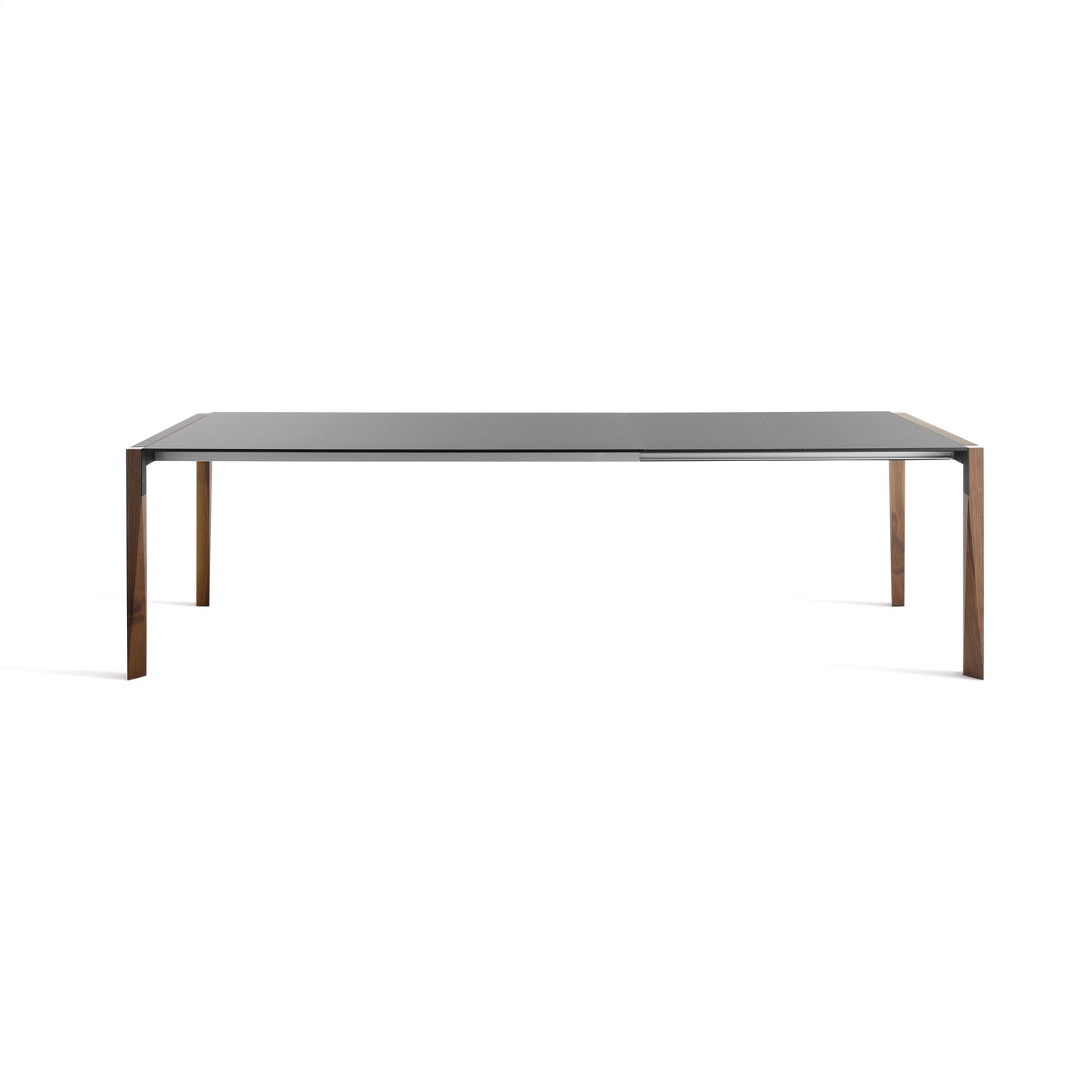 Italian Designer Extendable Dining Table – Sleek Fenix Top with Sculptural Wood Base