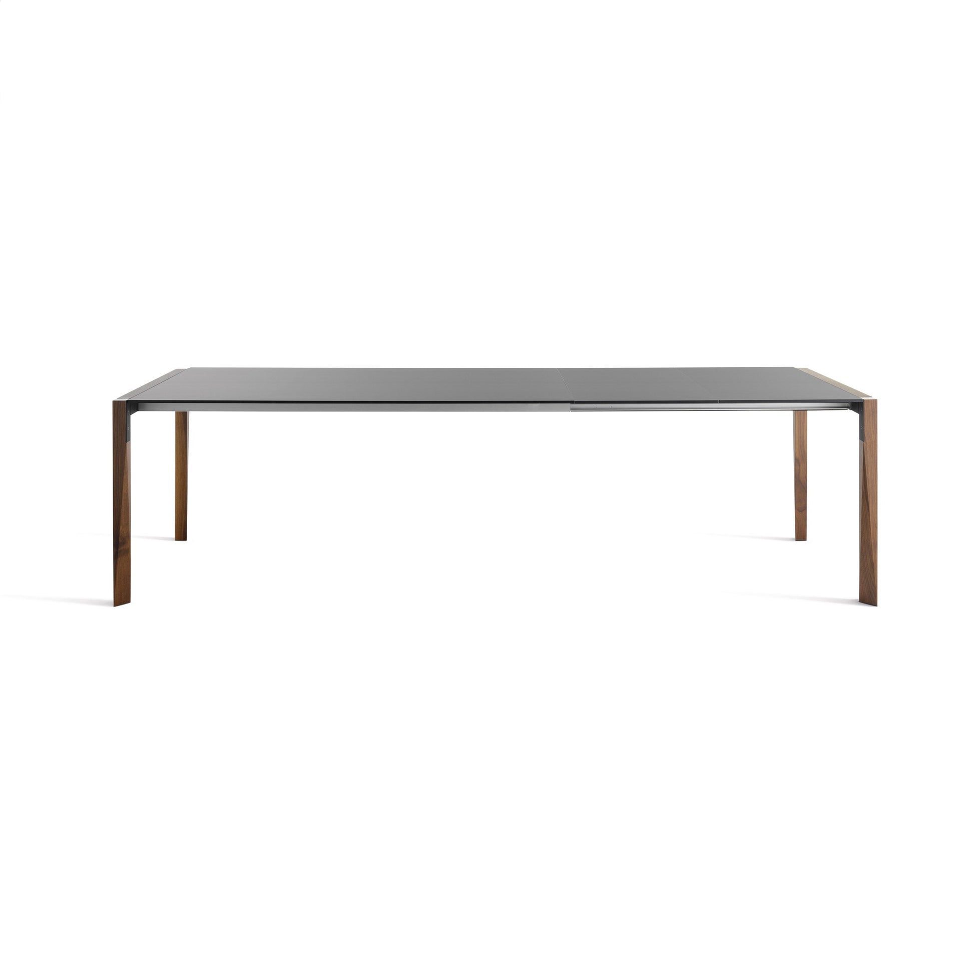 Italian Designer Extendable Dining Table – Sleek Fenix Top with Sculptural Wood Base