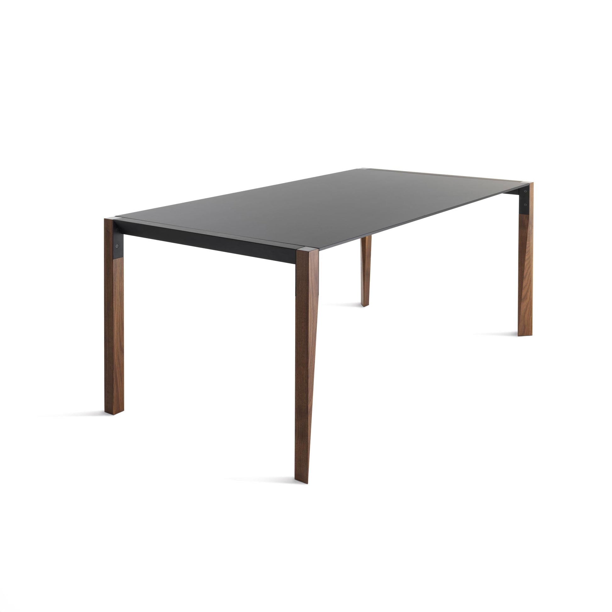 Italian Designer Extendable Dining Table – Sleek Fenix Top with Sculptural Wood Base