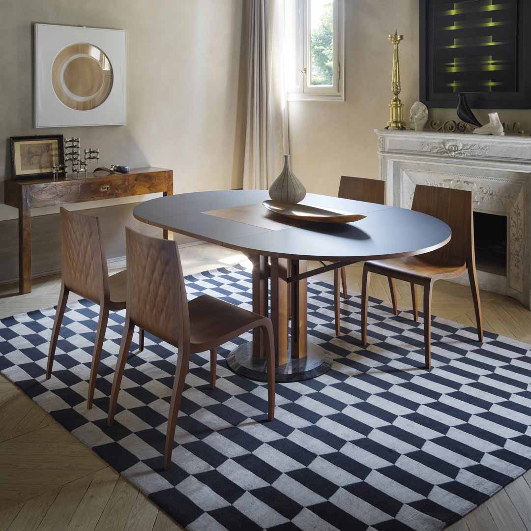 Extendable Dining Table – 47in Blossoming Fenix NTM Walnut Statement Piece