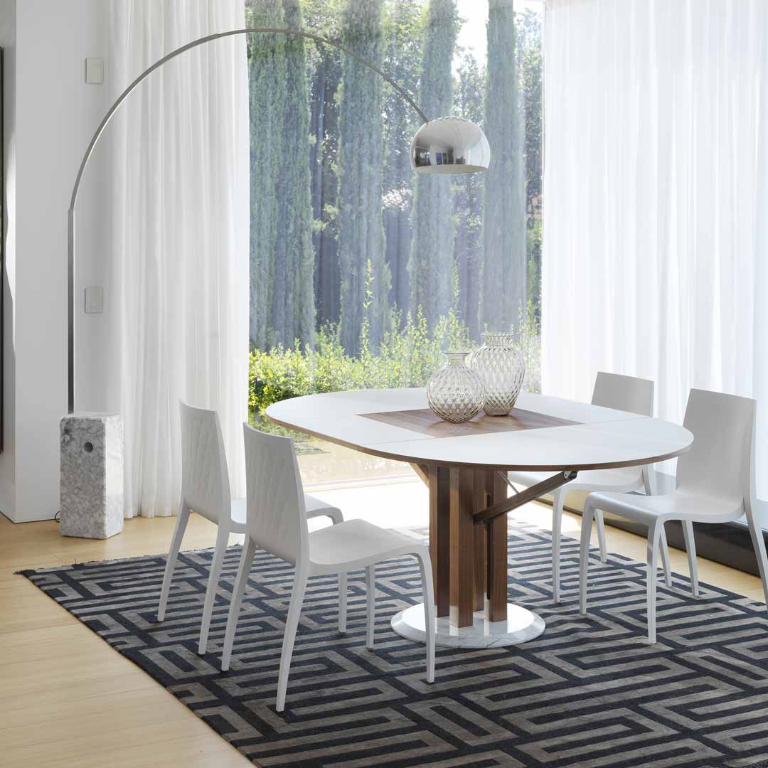 Extendable Dining Table – 47in Blossoming Fenix NTM Walnut Statement Piece