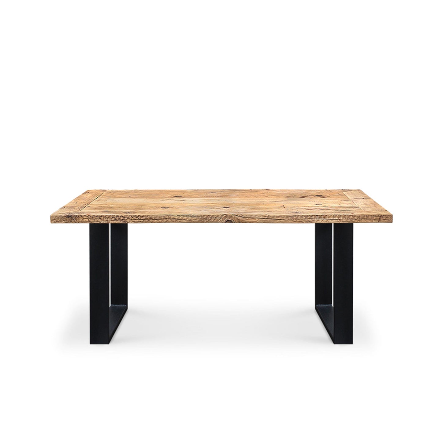 Reclaimed Wood Dining Table Six Seater – Contemporary Steel Statement Piece