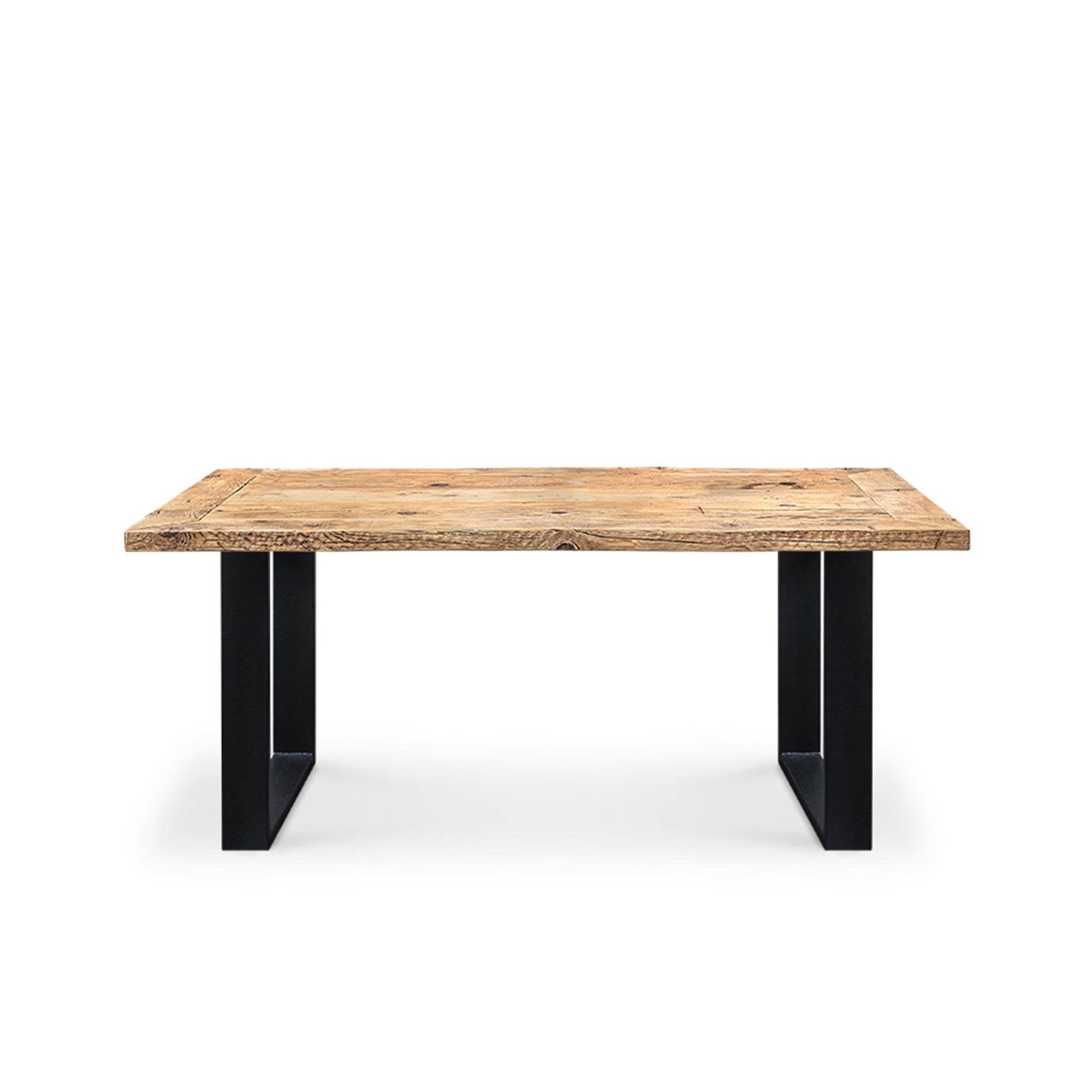 Reclaimed Wood Dining Table Six Seater – Contemporary Steel Statement Piece