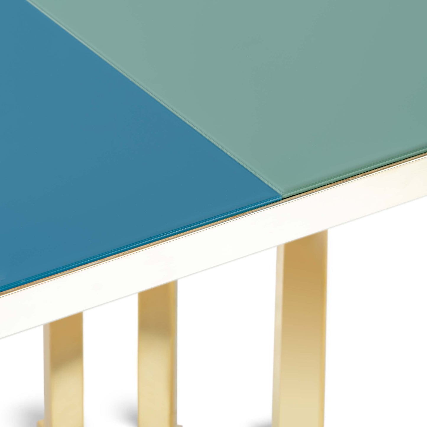 Murano Glass Dining Table – Octagonal Brass Structure with Tempered Glass Top