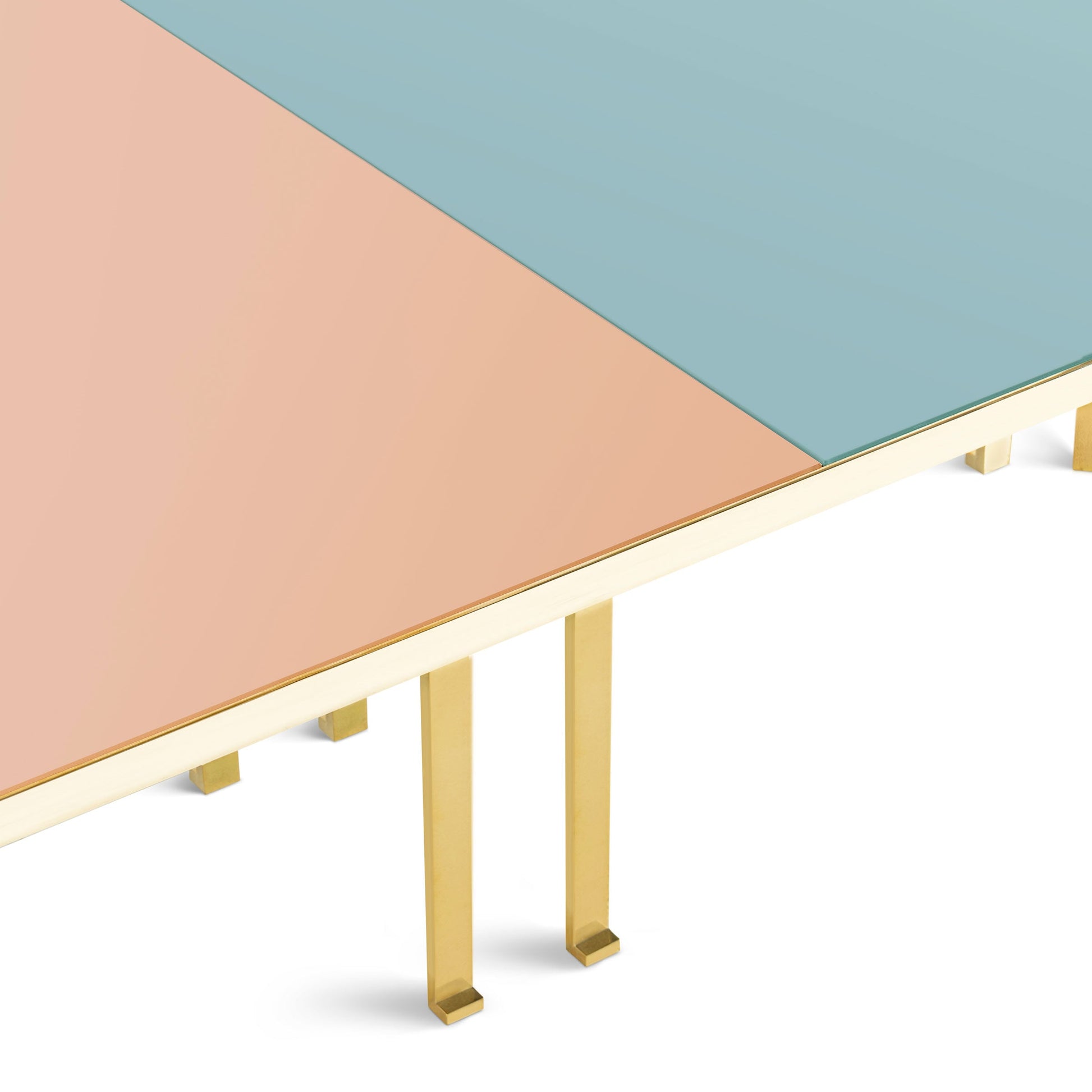 Murano Glass Dining Table – Octagonal Brass Structure with Tempered Glass Top