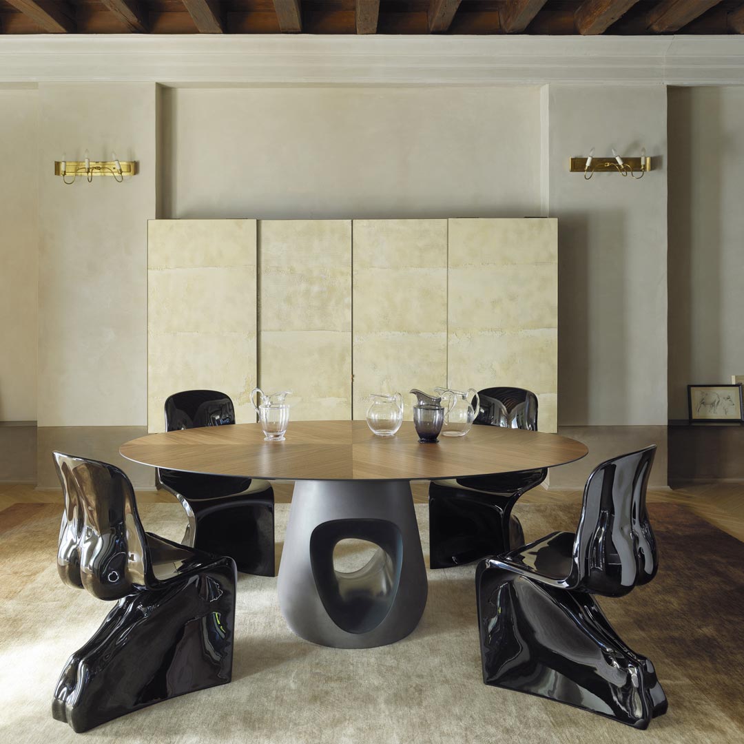 Barbara Sculptural Dining Table – Contemporary Concrete Base Statement Piece by Renato Zamberlan