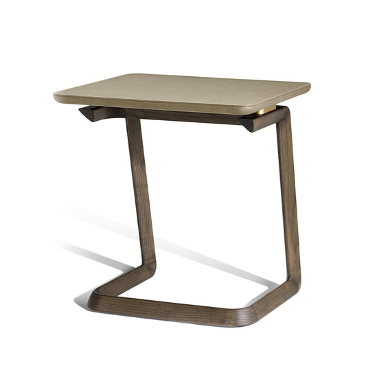 Luxury FIDELIO Leather Wood Side Table Modern Italian Style for Villa