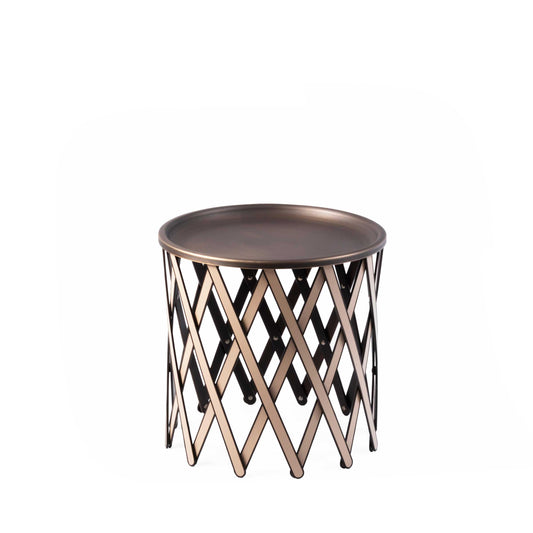 Luxury SAFARI Wood and Leather Folding Side Table Modern Italian Style for Villa