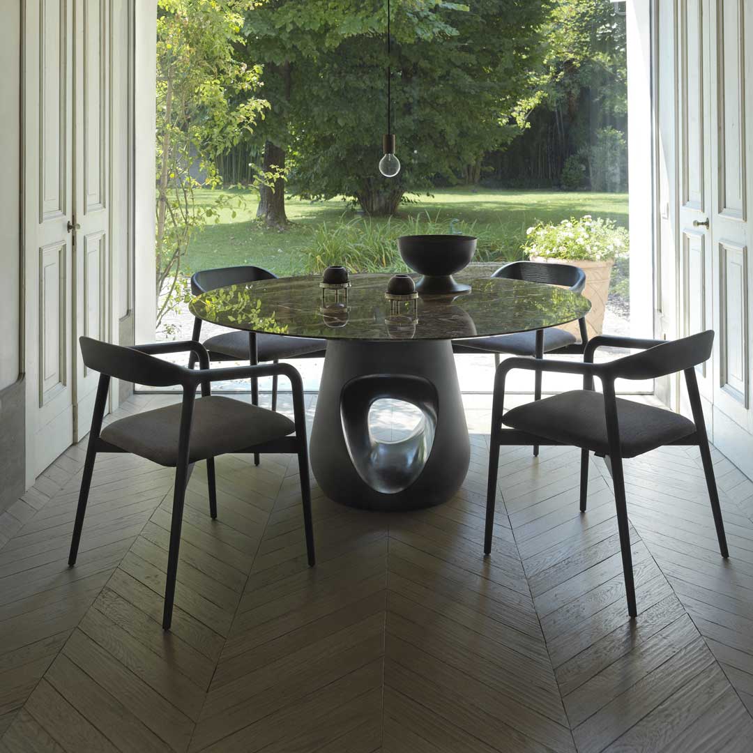 Barbara Sculptural Dining Table – Contemporary Concrete Base Statement Piece by Renato Zamberlan