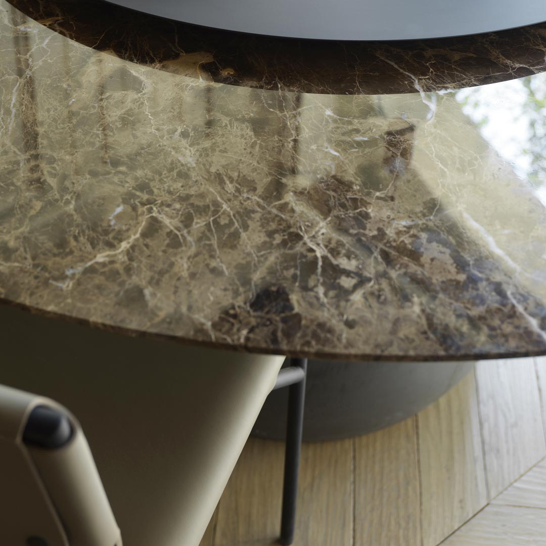 Barbara Sculptural Dining Table – Contemporary Concrete Base Statement Piece by Renato Zamberlan