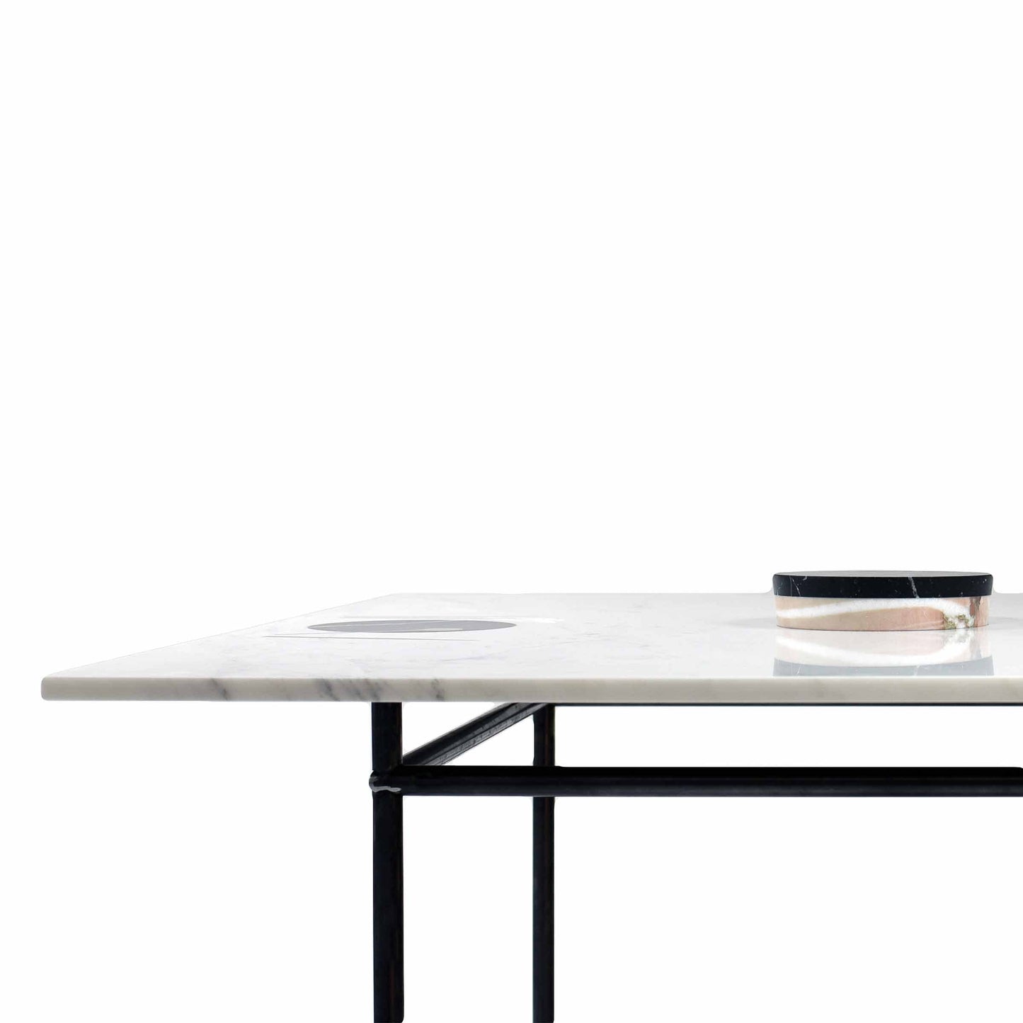 Square Marble Inlaid Dining Table – Michelangelo and Marquinia Statement Piece | CV 01A