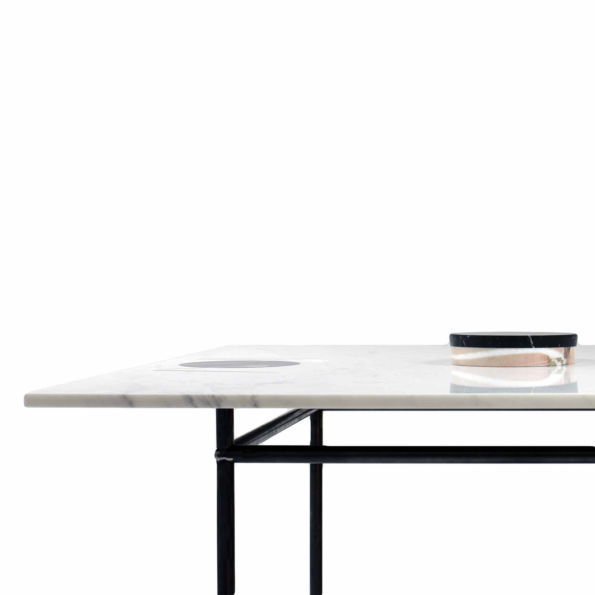 Square Marble Inlaid Dining Table – Michelangelo and Marquinia Statement Piece | CV 01A