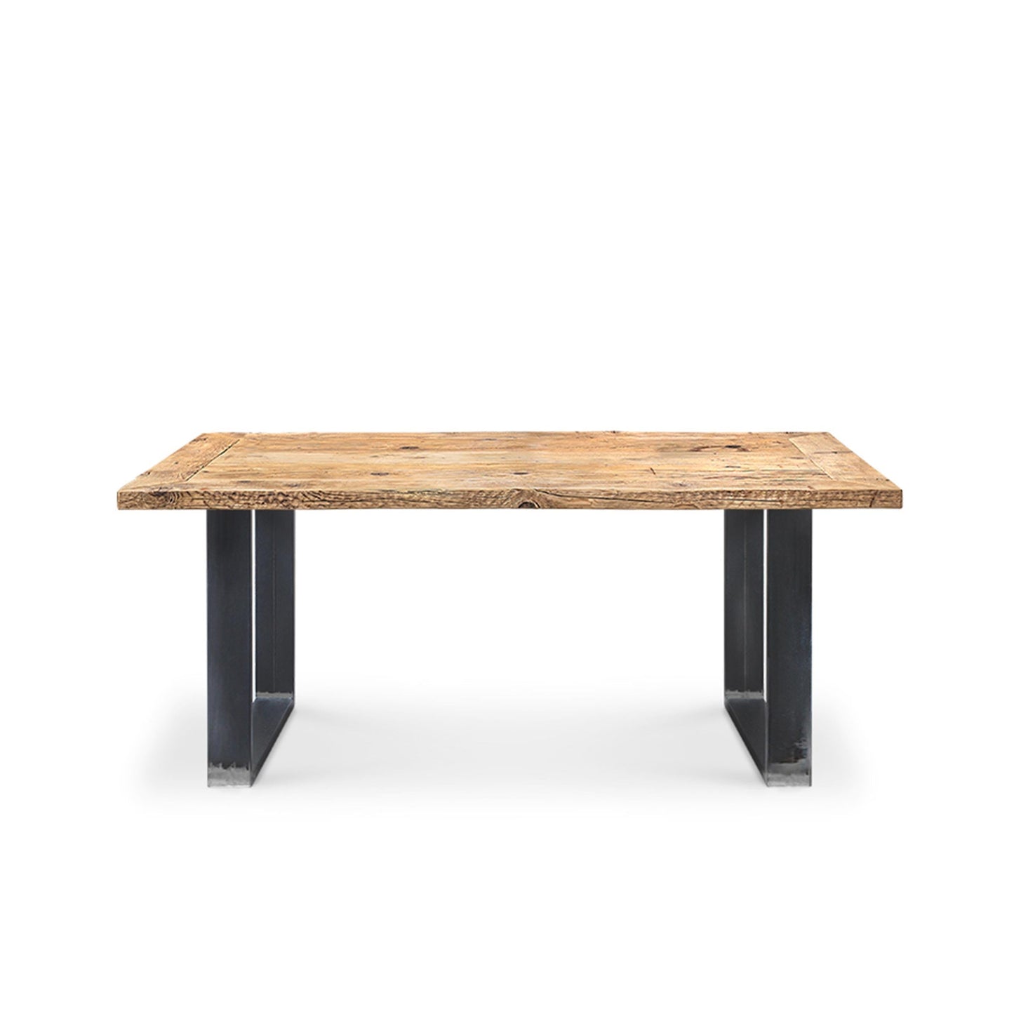 Reclaimed Wood Dining Table Six Seater – Contemporary Steel Statement Piece