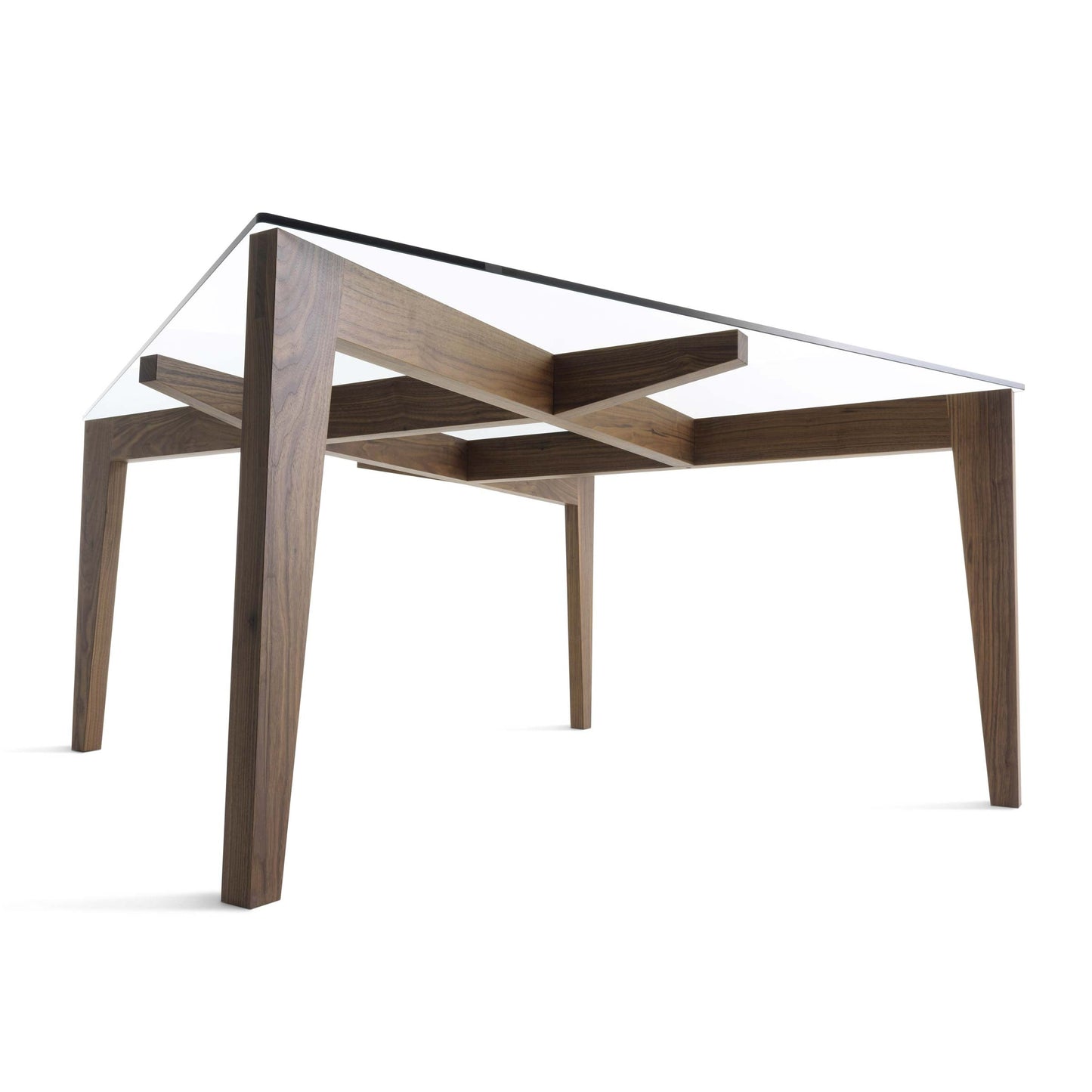 Square Dining Table, Intertwining Legs – Tempered Glass Statement Piece AU140X