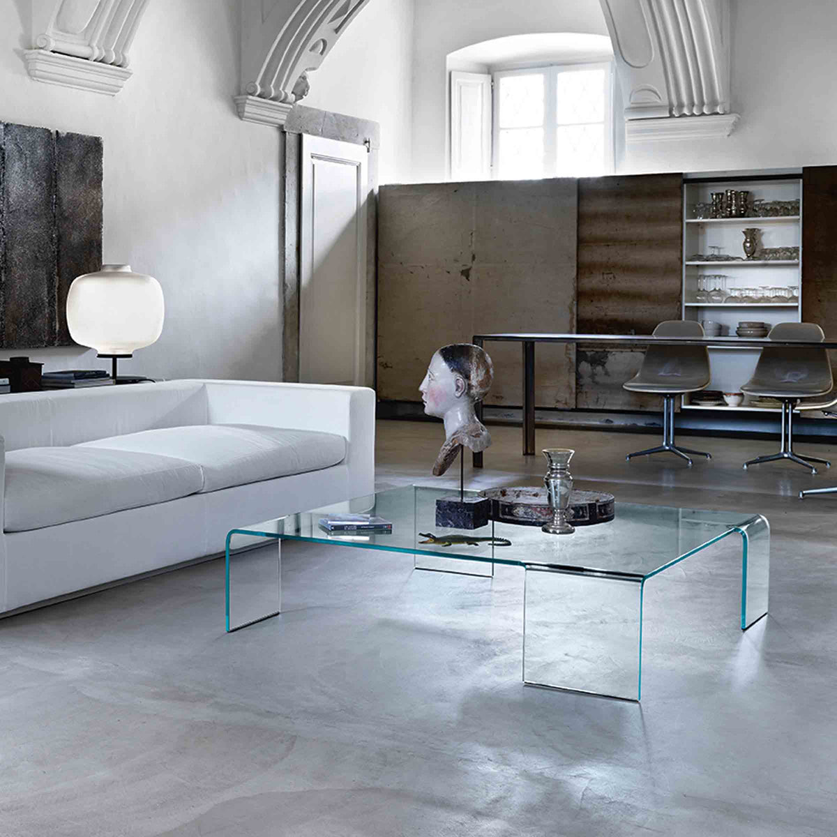 Luxury NEUTRA Curved Glass Coffee Table Modern Italian Style for Villa