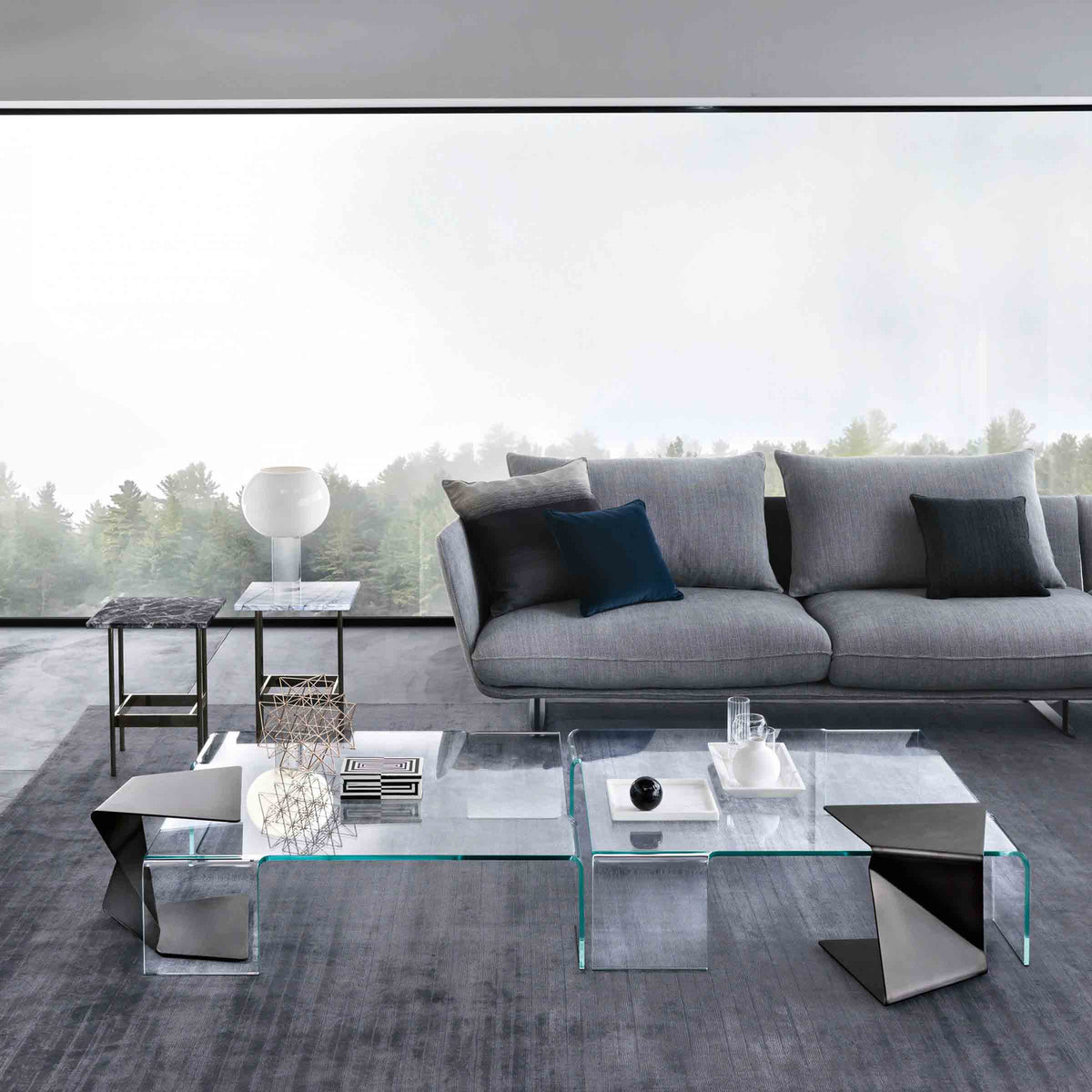 Luxury NEUTRA Curved Glass Coffee Table Modern Italian Style for Villa
