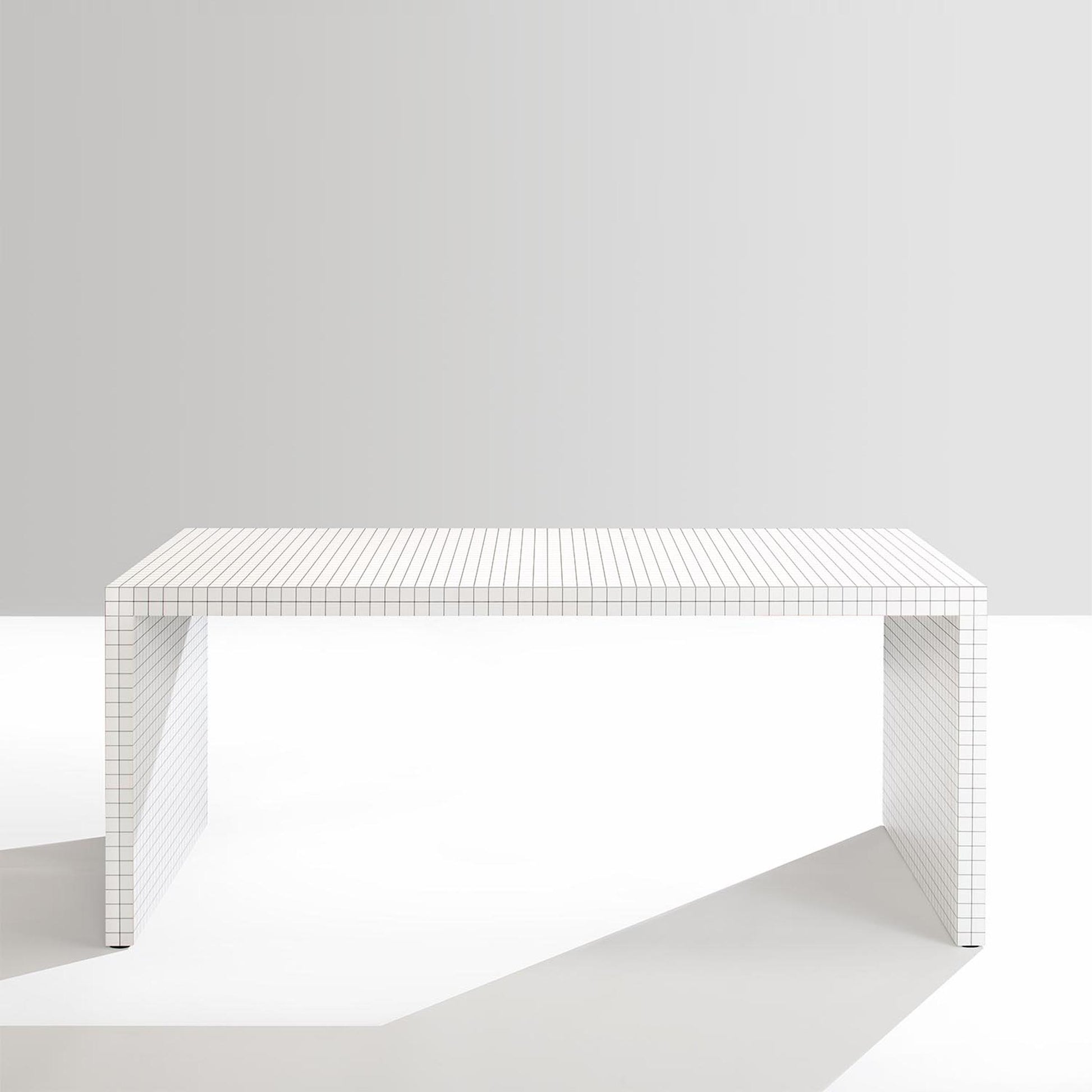 Quaderna Console Table – Geometric Grid White Laminate by Superstudio, Zanotta