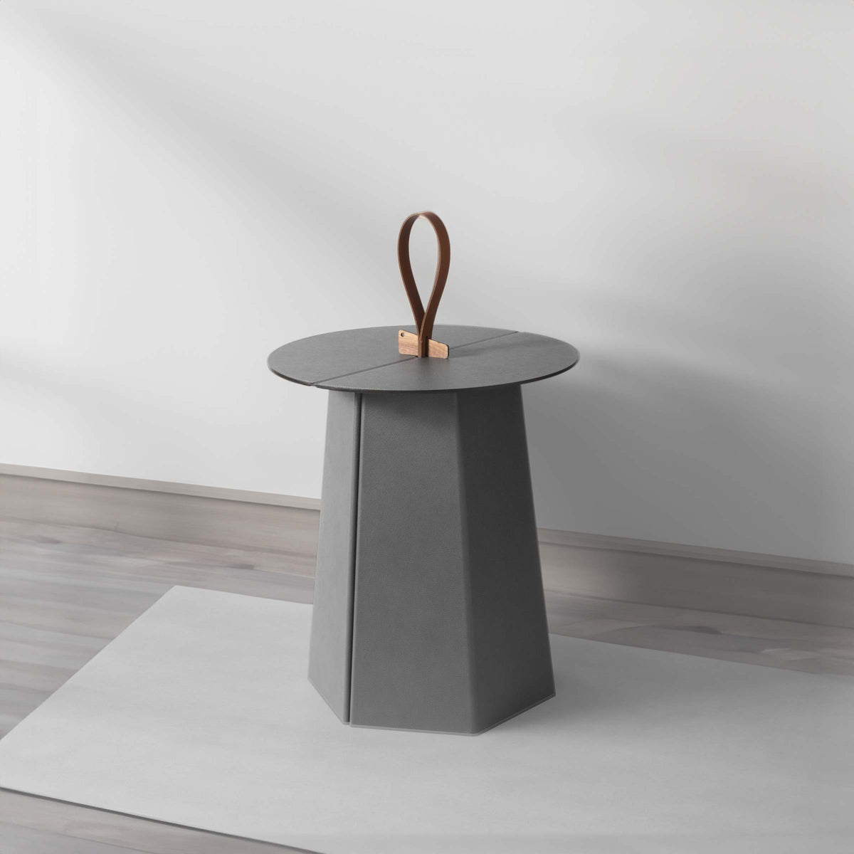 Luxury AILE Leather Folding Side Table Modern Italian Style for Villa