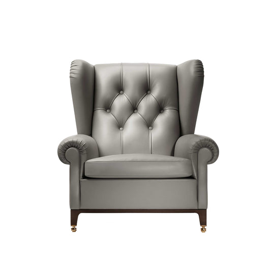 Luxury Leather Wingback Armchair Modern Italian Style for Villa