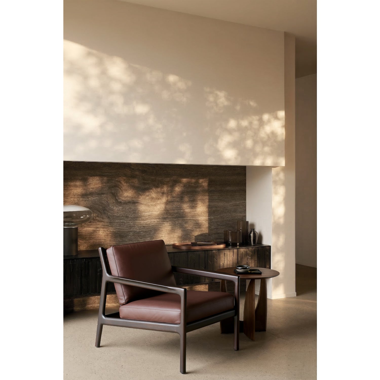 Luxury Brown Mahogany Lounge Chair Modern Italian Style for Villa