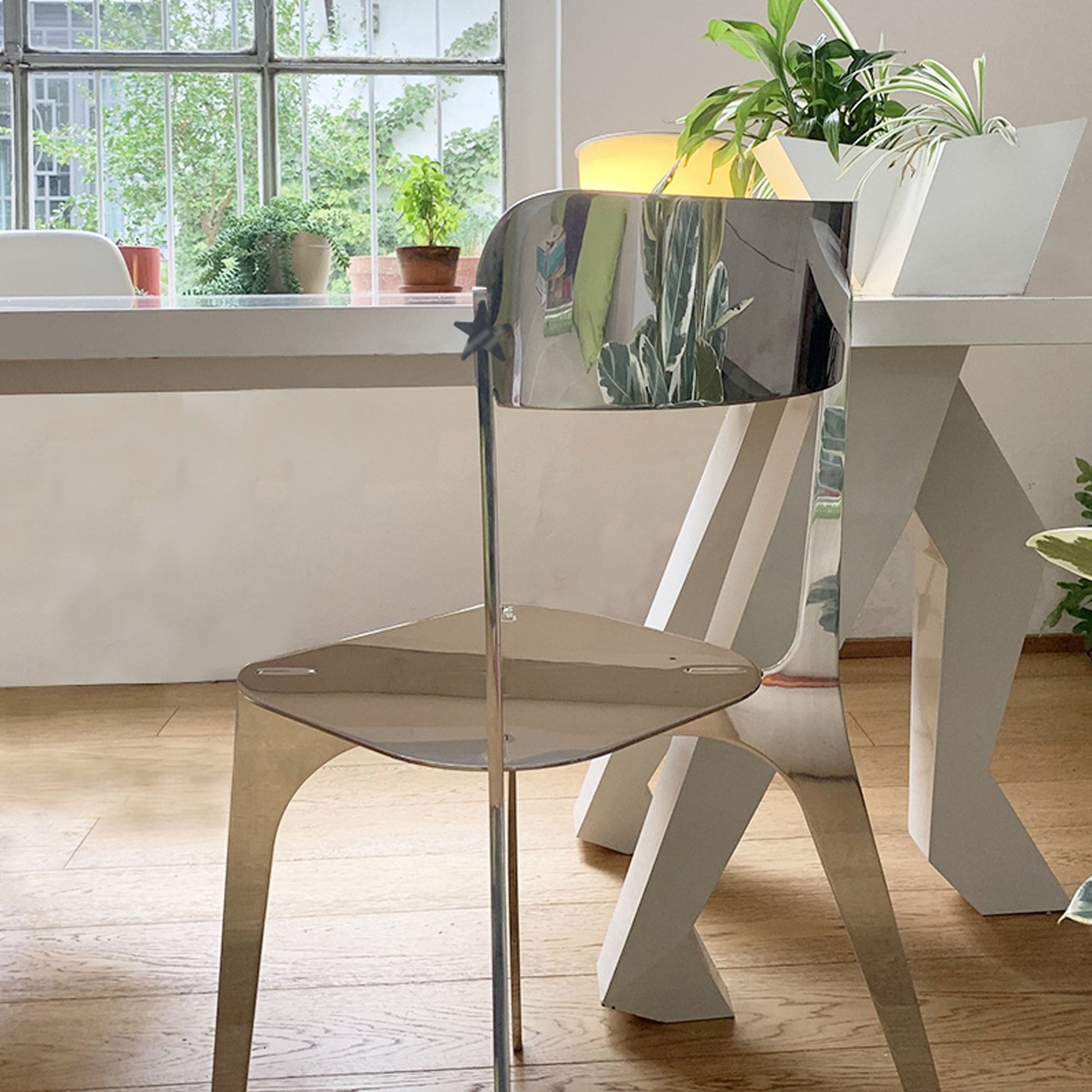 Eura Dining Chair – Polished Aluminium Designer Seat by Cyrcus Design